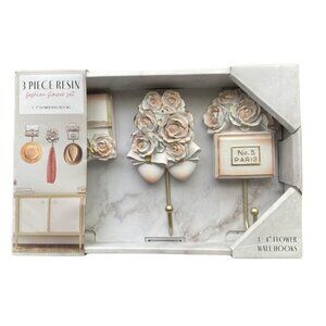 New Premier Home Imports Shabby Chic Style Resin Fashion Flower Wall Hooks Set